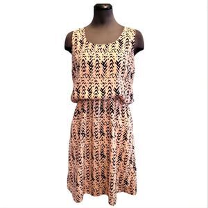 EC PIXLEY CREAM, PINK, AND BLUE SLEEVELESS DRESS SZ.M